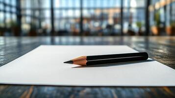 A pencil sitting on top of a piece of paper photo