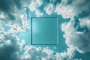 A square frame is in the sky with clouds photo