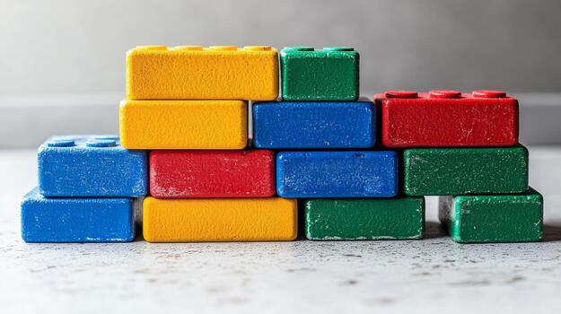 A pile of colorful lego blocks on a table photo