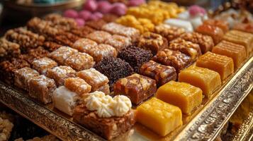 A tray of assorted sweets on a table photo
