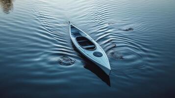 A canoe is floating on the water photo