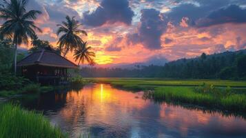 Sunset in bali, indonesia photo