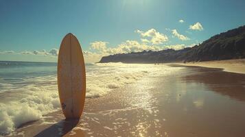 A surfboard on the beach photo