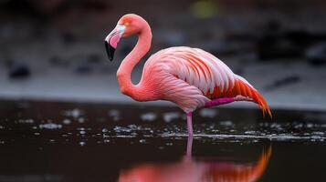 A flamingo standing in the water photo