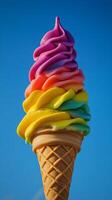 A rainbow ice cream cone photo