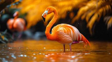 Flamingo in the water photo
