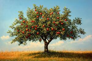 An apple tree with red apples on it photo