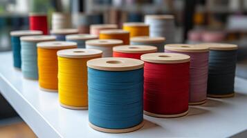 A spool of thread is sitting on a table photo