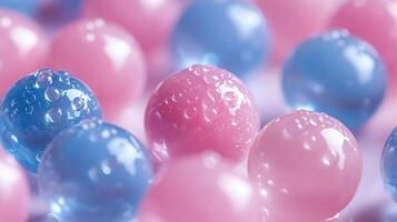 Many pink and blue balls are arranged together photo