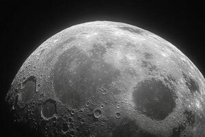 The moon in black and white photo