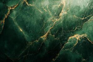 Green marble texture background with gold veins photo