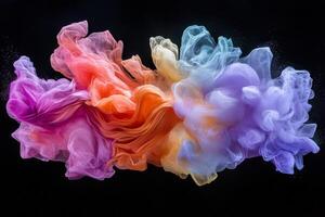 Colorful ink in water on black background photo