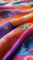 A colorful fabric with many designs photo
