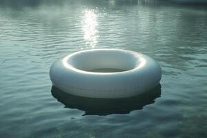 An inflatable ring floating in the water photo