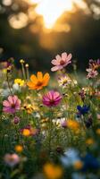Cosmos flowers in the sun photo