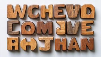 Wooden letters spelling the word wehde como vivir photo