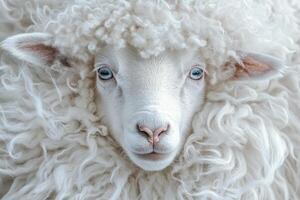 A close up of a sheep with long hair photo