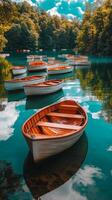 A row of boats on the water photo
