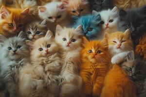 A group of kittens are sitting together photo