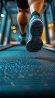 A person running on a treadmill photo