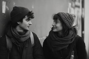 A young couple standing next to each other photo