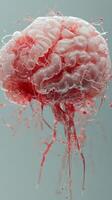 A close up of a brain with blood photo