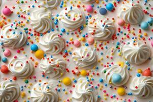 A cake with frosting and sprinkles on top photo