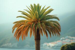 Palm tree in the fog photo