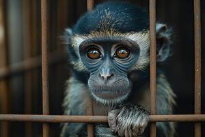 A monkey in a cage photo