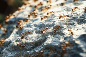 Ants on a rock photo
