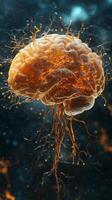 An image of a brain with a lot of orange and yellow photo