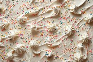 A cake with frosting and sprinkles on top photo