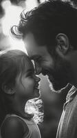 Father and daughter sharing a joyful moment in nature during golden hour photo