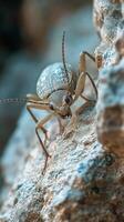 A bug is sitting on a rock photo