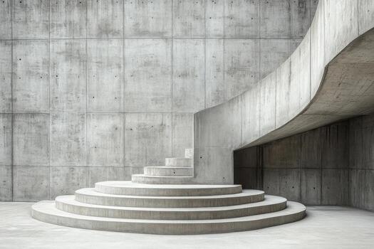 A concrete staircase in front of a wall photo
