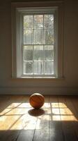 A basketball on the floor photo