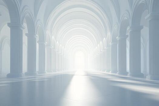 un vacío blanco habitación con pilares y un ligero foto