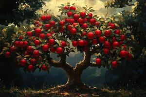 An apple tree with red apples on it photo