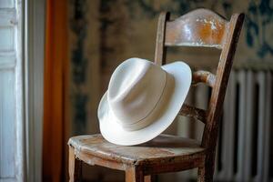 White hat on a chair photo