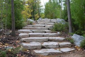 Stone steps in the woods photo
