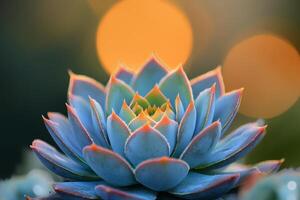 A close up of a blue succulent plant photo