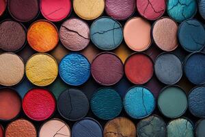 A large pile of colorful paint cans photo
