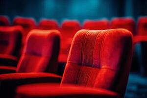 Red chairs in a movie theater photo