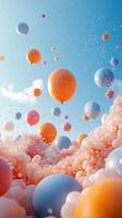 Colorful balloons floating in the air photo