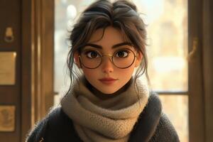 A girl wearing glasses and a scarf photo