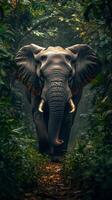 An elephant walking through the jungle photo