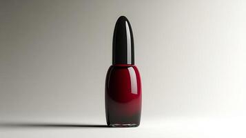 A red and black bottle with a black cap photo