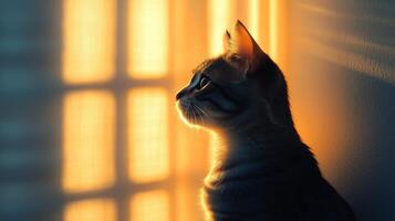 un gato es mirando fuera el ventana a el Dom foto