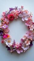 A wreath made of flowers on a white background photo