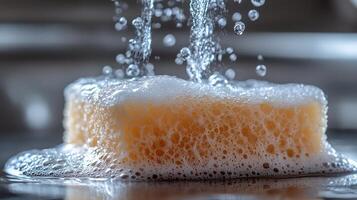 A soap bar being poured into a sink photo